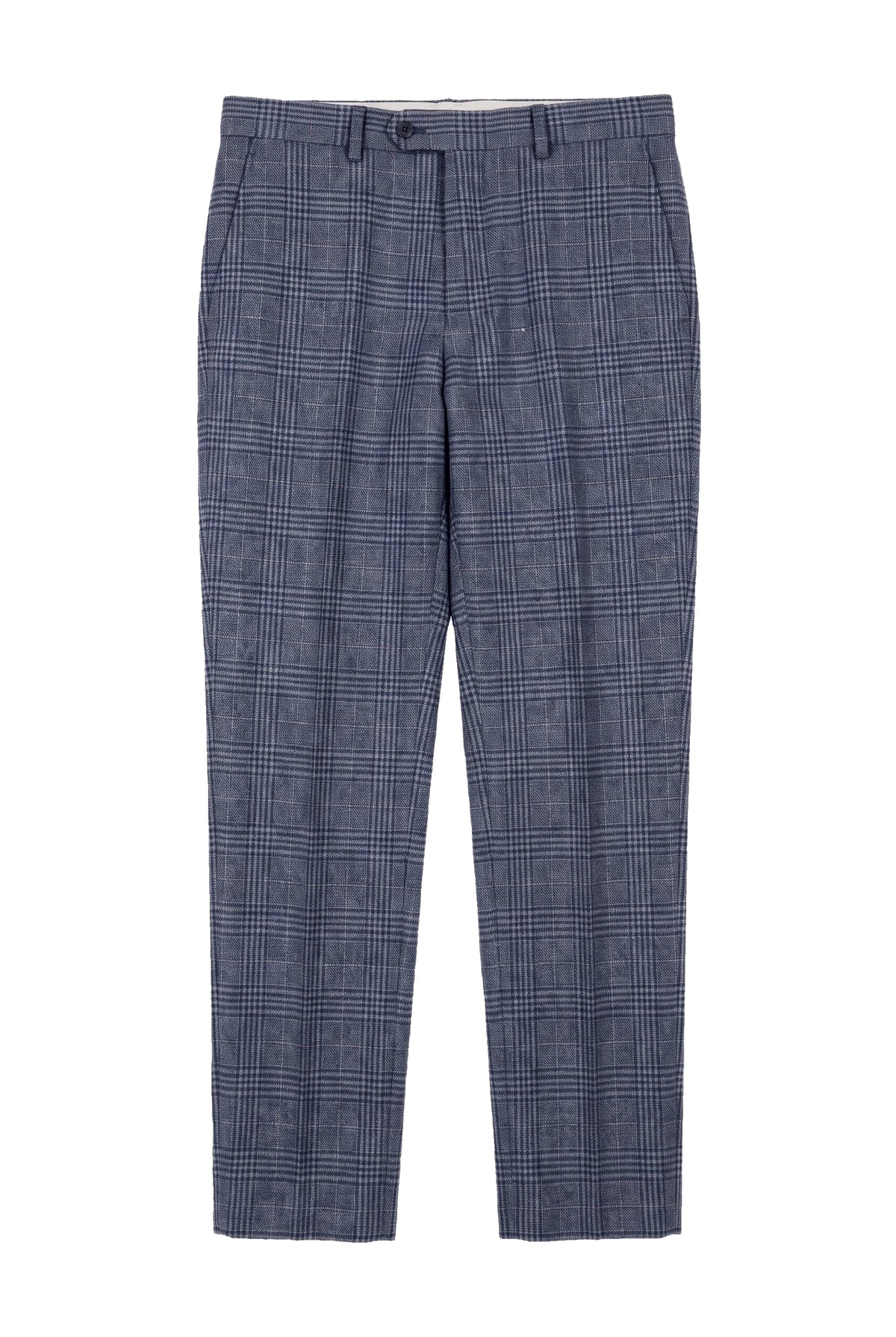 Victor - Pantalones de boda de tweed a cuadros azules para hombre