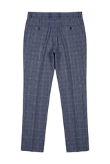 Victor - Pantalones de boda de tweed a cuadros azules para hombre