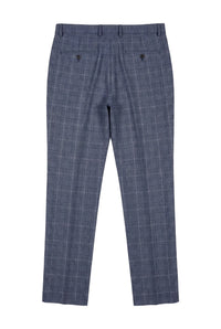 Victor - Pantalones de boda de tweed a cuadros azules para hombre