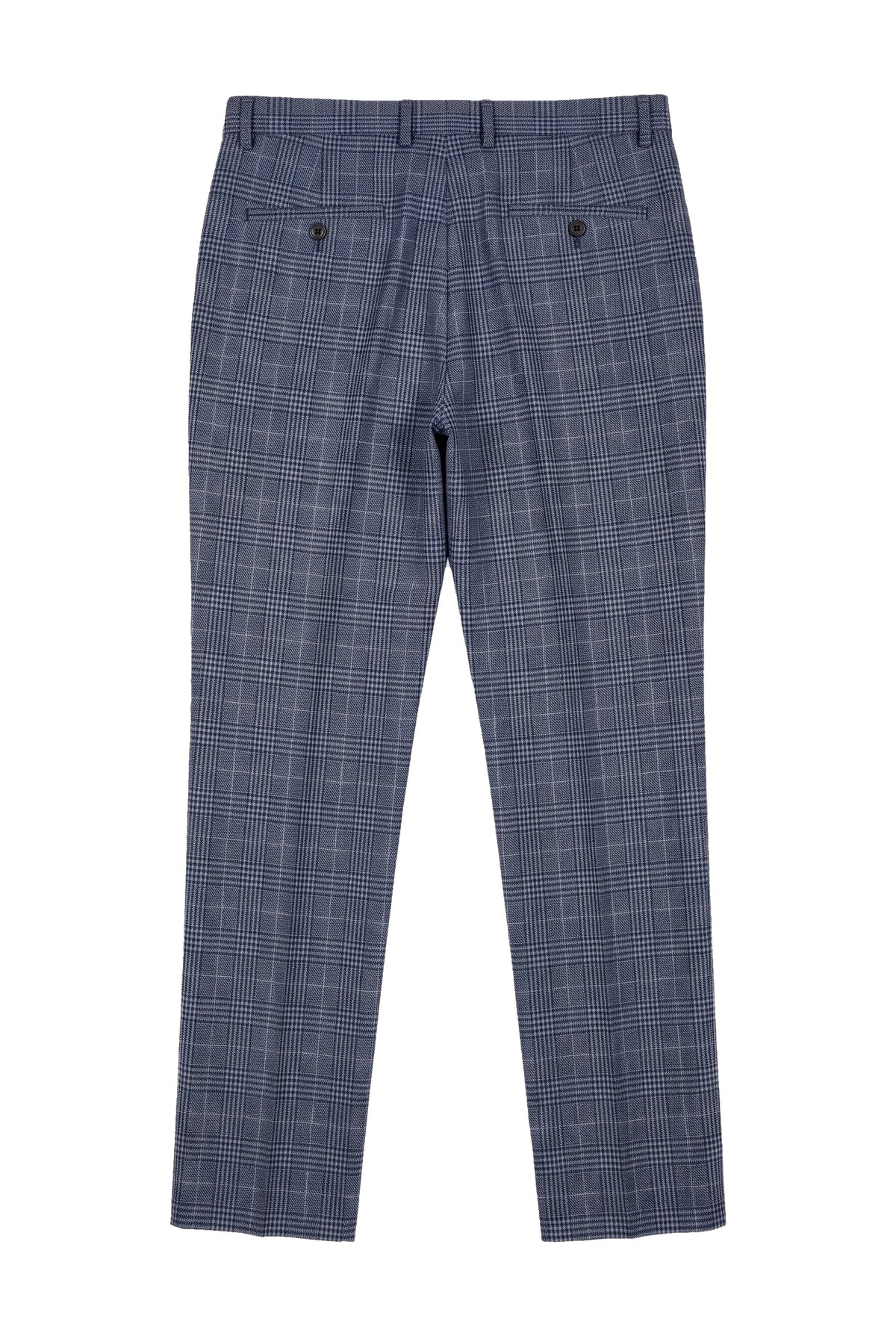 Victor - Pantalones de boda de tweed a cuadros azules para hombre
