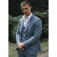Traje vintage de 3 piezas azul grisáceo para hombre - Paul Andrew Victor