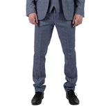 Victor - Pantalones de boda de tweed a cuadros azules para hombre