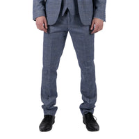 Victor - Pantalones de boda de tweed a cuadros azules para hombre