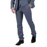 Victor - Pantalones de boda de tweed a cuadros azules para hombre