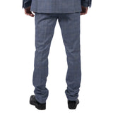 Victor - Pantalones de boda de tweed a cuadros azules para hombre