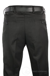 Pantalones negros elegantes para hombre, ideales para el trabajo, la oficina o bodas, con cinturón, cortos y largos.