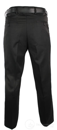 Pantalones negros elegantes para hombre, ideales para el trabajo, la oficina o bodas, con cinturón, cortos y largos.