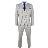 Traje de tres piezas a cuadros color beige para hombre de Warwick