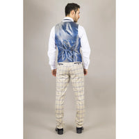 Traje de tres piezas a cuadros color beige para hombre de Warwick