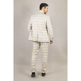 Traje de tres piezas a cuadros color beige para hombre de Warwick