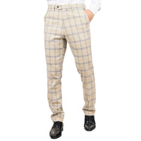 Warwick - Pantalones de hombre a cuadros color beige