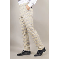 Warwick - Pantalones de hombre a cuadros color beige