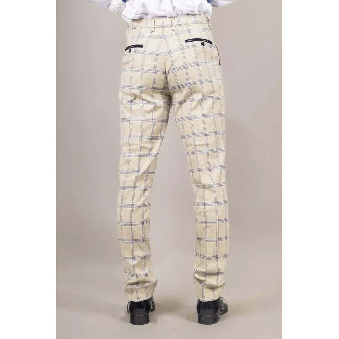 Warwick - Pantalones de hombre a cuadros color beige