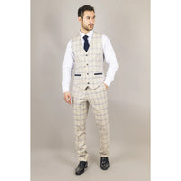 Warwick - Chaleco beige a cuadros para hombre