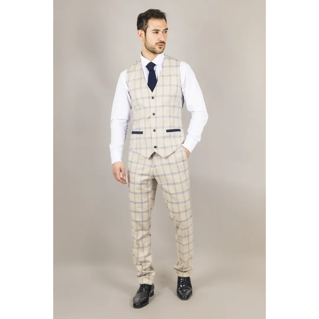Warwick - Chaleco beige a cuadros para hombre