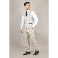 Warwick - Chaleco beige a cuadros para hombre