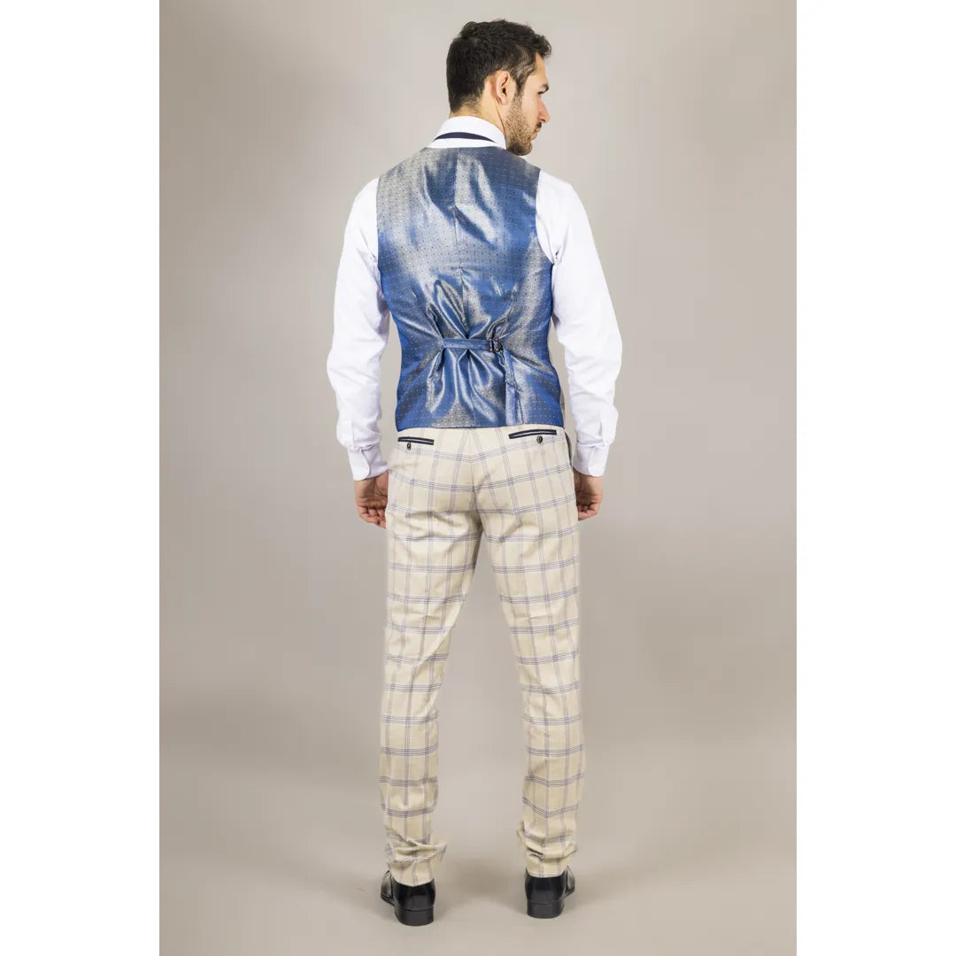 Warwick - Chaleco beige a cuadros para hombre