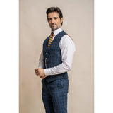 Cody - Chaleco de cuadros azul marino para hombre