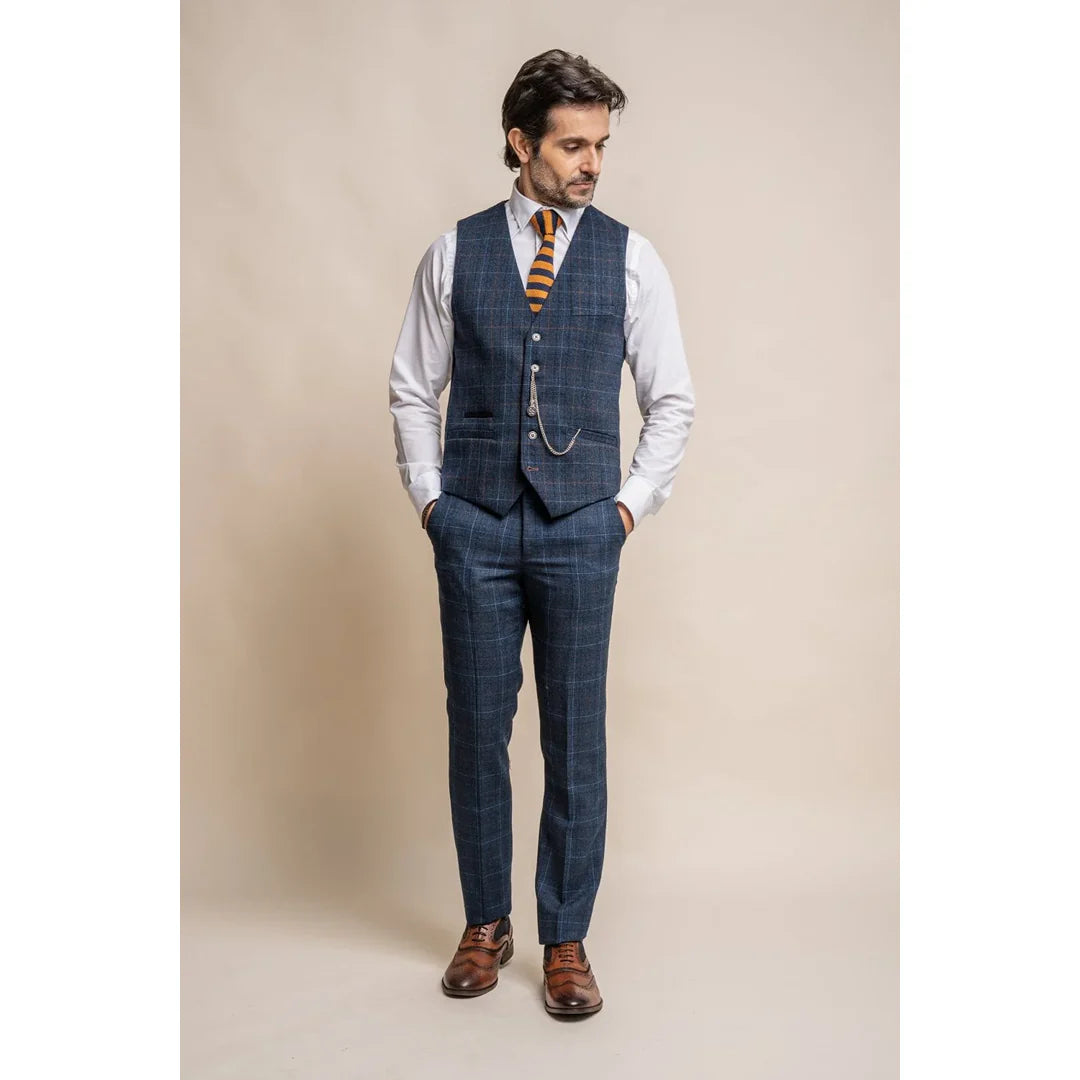 Cody - Chaleco de cuadros azul marino para hombre