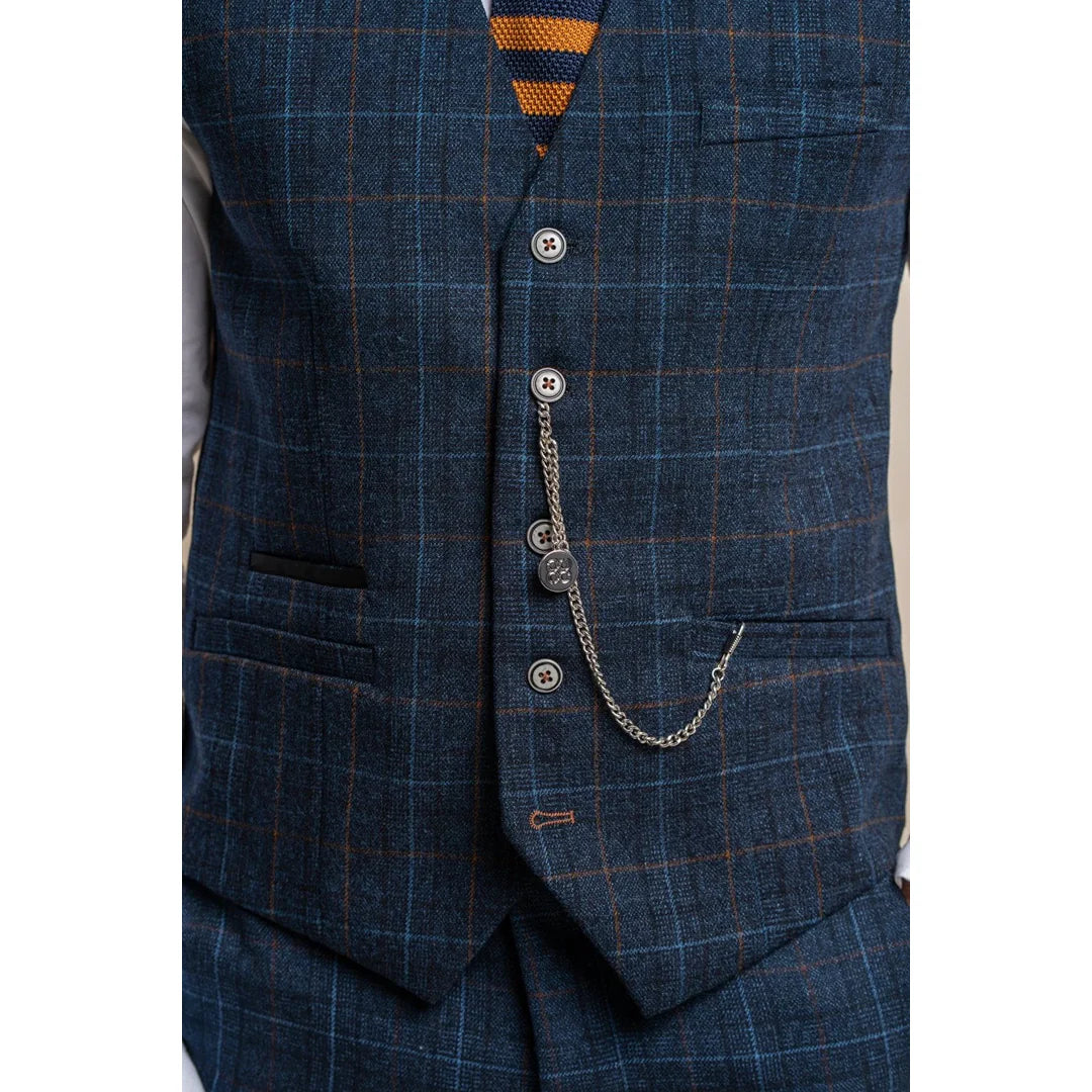 Cody - Chaleco de cuadros azul marino para hombre