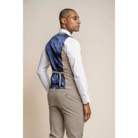 Elwood - Chaleco de hombre color beige con estampado de pata de gallo