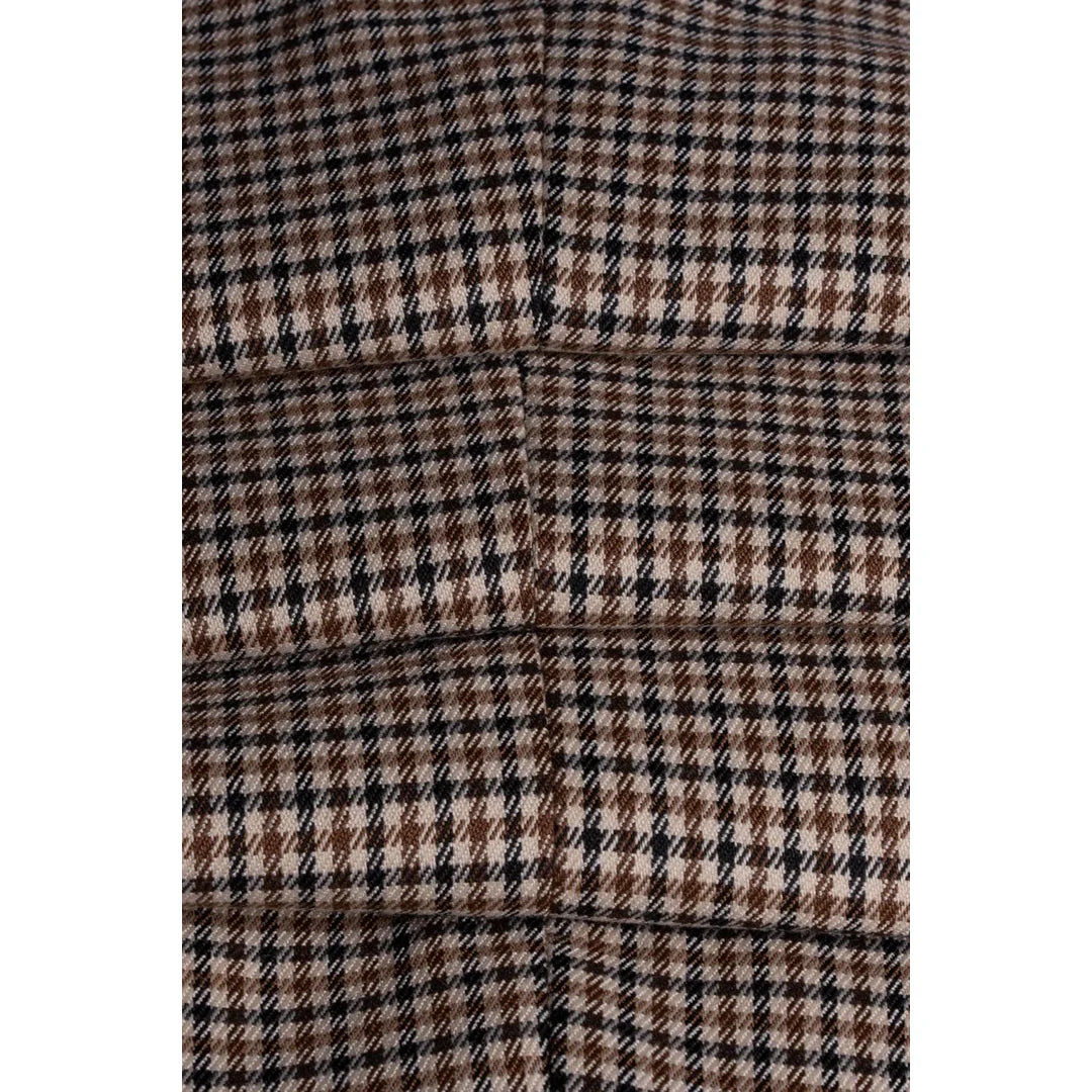 Elwood - Chaleco de hombre color beige con estampado de pata de gallo