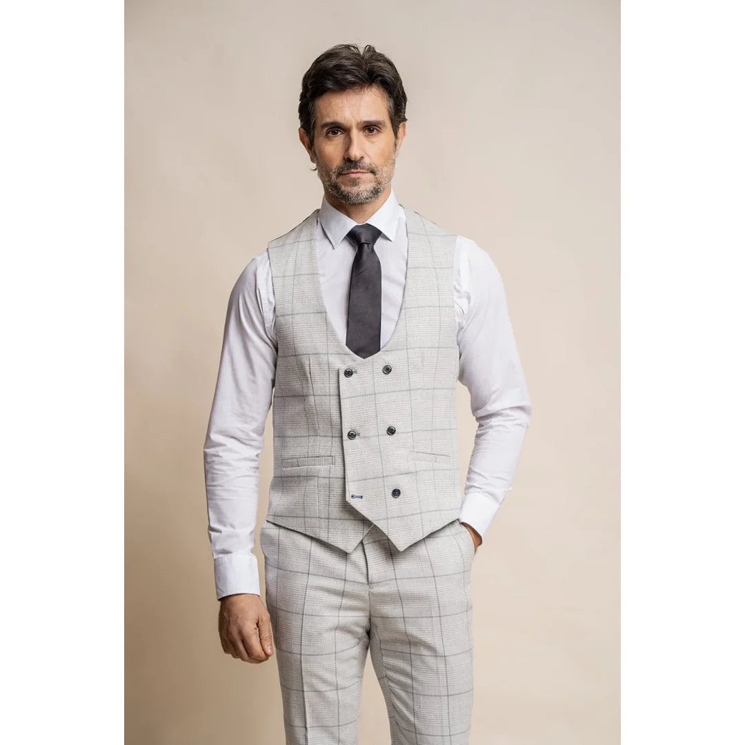 Radika - Chaleco de cuadros gris claro para hombre