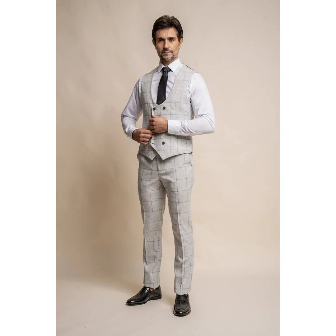 Radika - Chaleco de cuadros gris claro para hombre