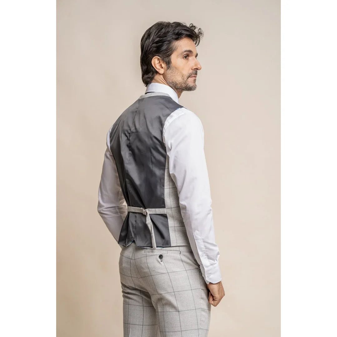 Radika - Chaleco de cuadros gris claro para hombre
