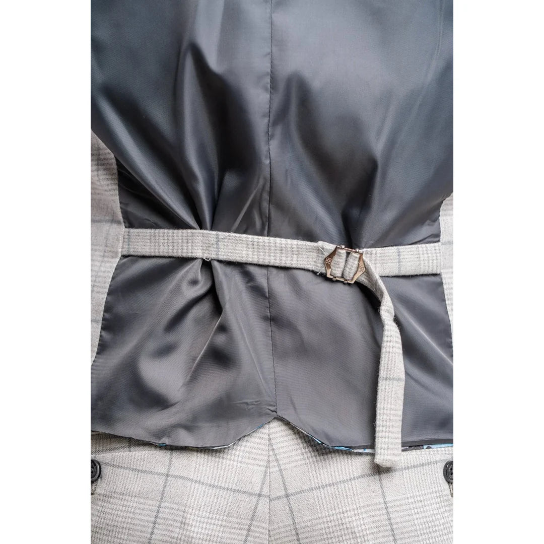 Radika - Chaleco de cuadros gris claro para hombre