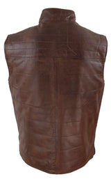 Chaleco reversible de cuero negro y marrón para hombre