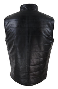 Chaleco reversible de cuero negro y marrón para hombre