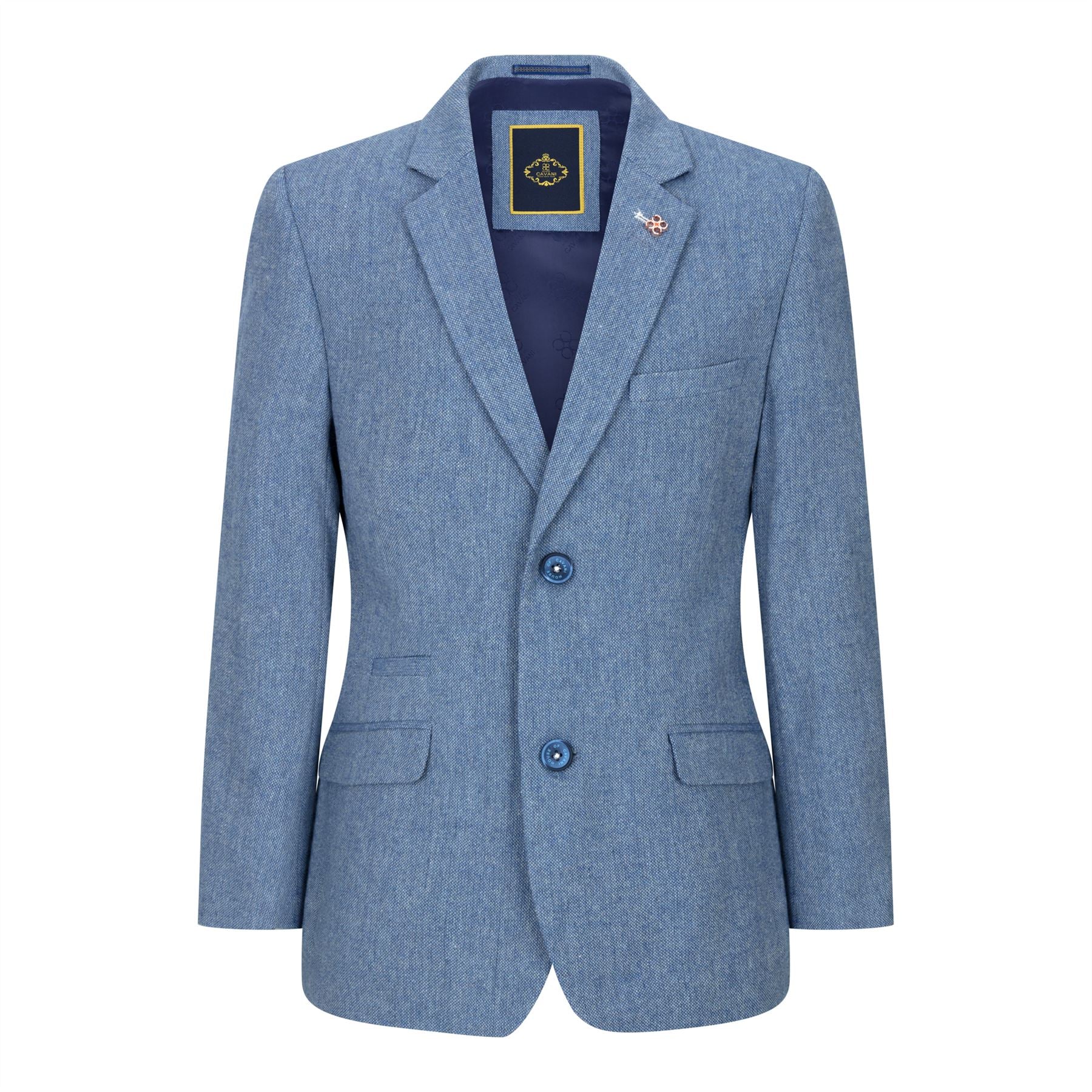 Traje de lana de 3 piezas para niño, azul claro, tweed, estilo vintage de los años 20, chaleco clásico de 4 bolsillos.