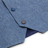 Traje de lana de 3 piezas para niño, azul claro, tweed, estilo vintage de los años 20, chaleco clásico de 4 bolsillos.