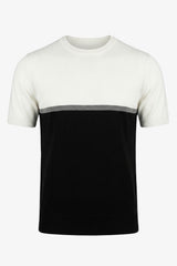 Camiseta de punto con bloques de color blanco y negro para hombre