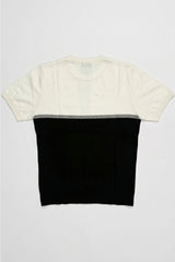Camiseta de punto con bloques de color blanco y negro para hombre