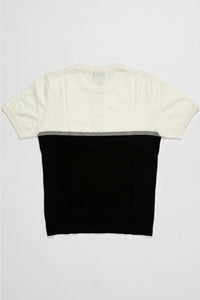 Camiseta de punto con bloques de color blanco y negro para hombre