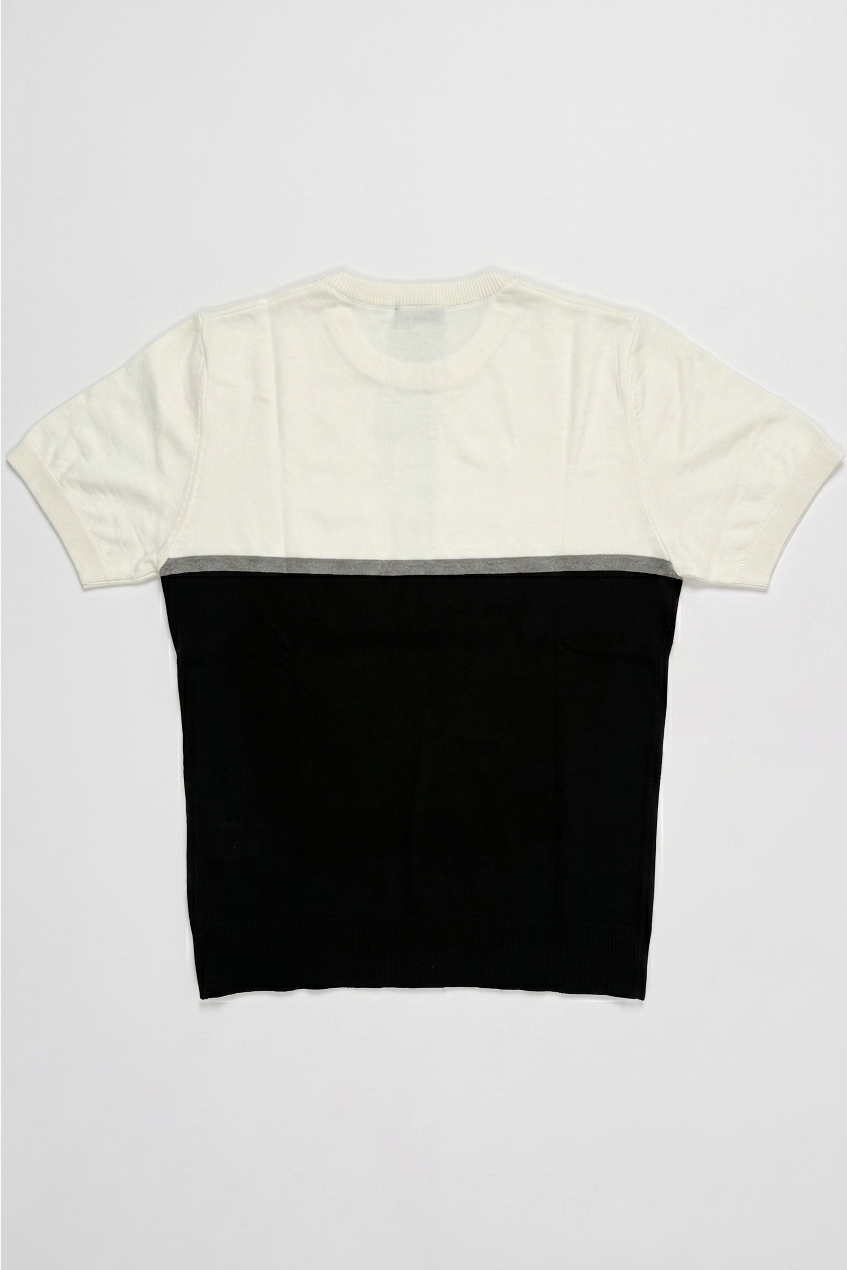 Camiseta de punto con bloques de color blanco y negro para hombre