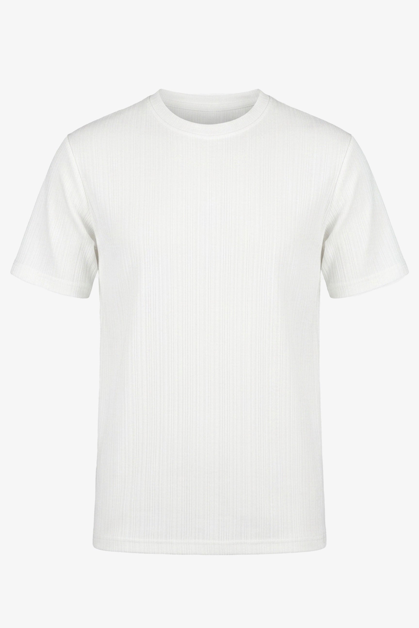 Camiseta clásica blanca de canalé para hombre