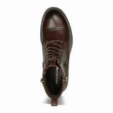 Willem - Botas militares de cuero marrón rojizo para hombre