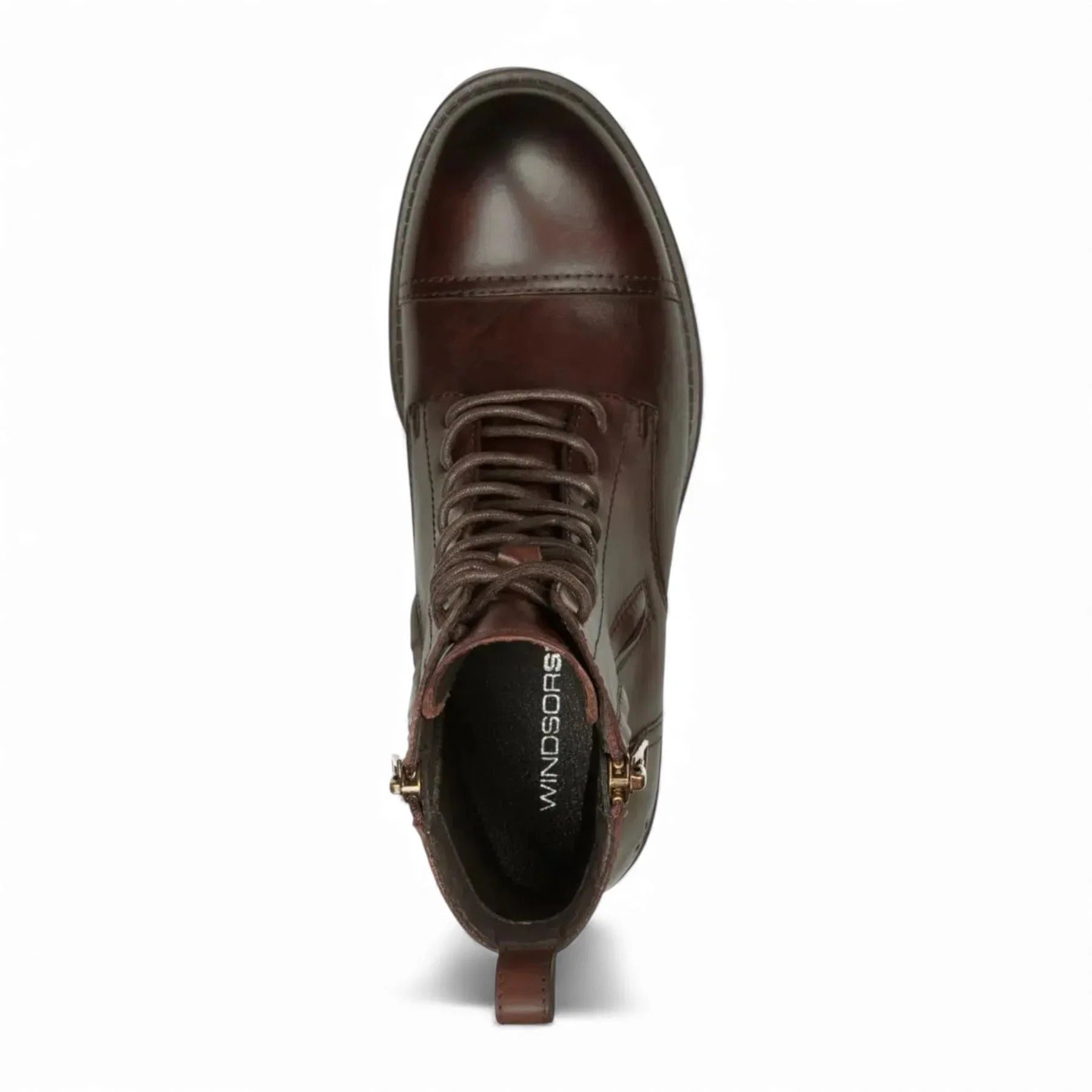 Willem - Botas militares de cuero marrón rojizo para hombre
