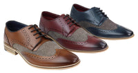 Zapatos Gatsby de hombre de cuero y tweed de los años 20