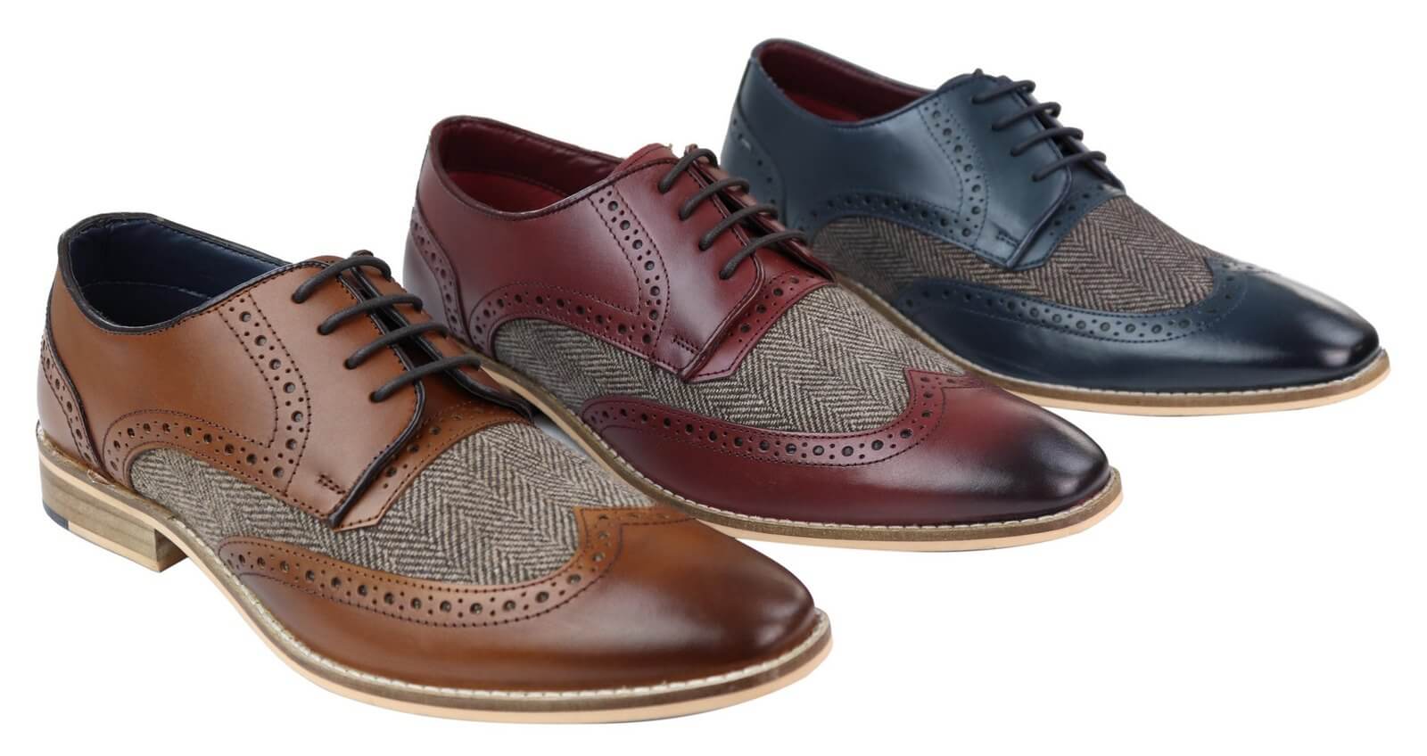 Zapatos Gatsby de hombre de cuero y tweed de los años 20