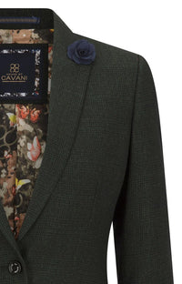 Blazer de tweed verde a cuadros para mujer, chaqueta clásica de caza de lana, estilo vintage de los años 20. Retro.