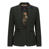 Blazer de tweed verde a cuadros para mujer, chaqueta clásica de caza de lana, estilo vintage de los años 20. Retro.