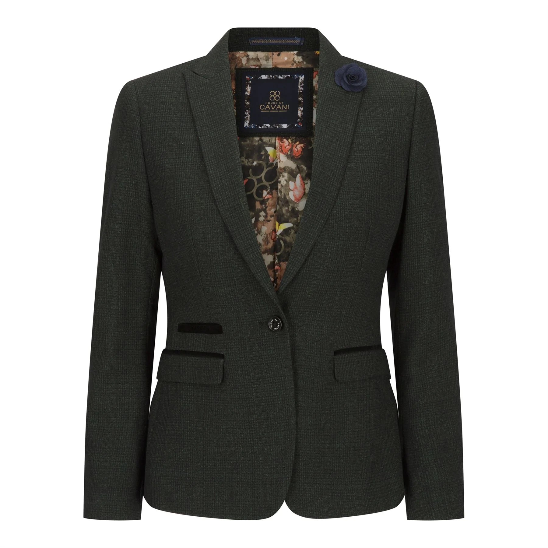 Blazer de tweed verde a cuadros para mujer, chaqueta clásica de caza de lana, estilo vintage de los años 20. Retro.