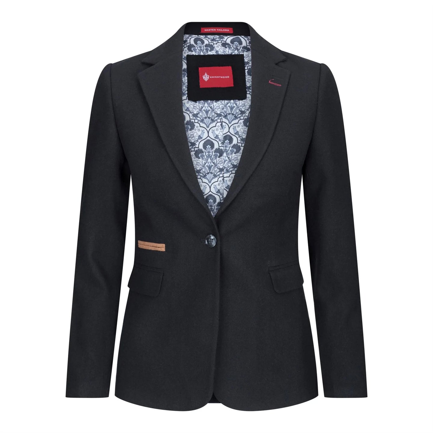 Traje de chaqueta para mujer de lana tweed con coderas, estilo vintage clásico de los años 20, color negro.
