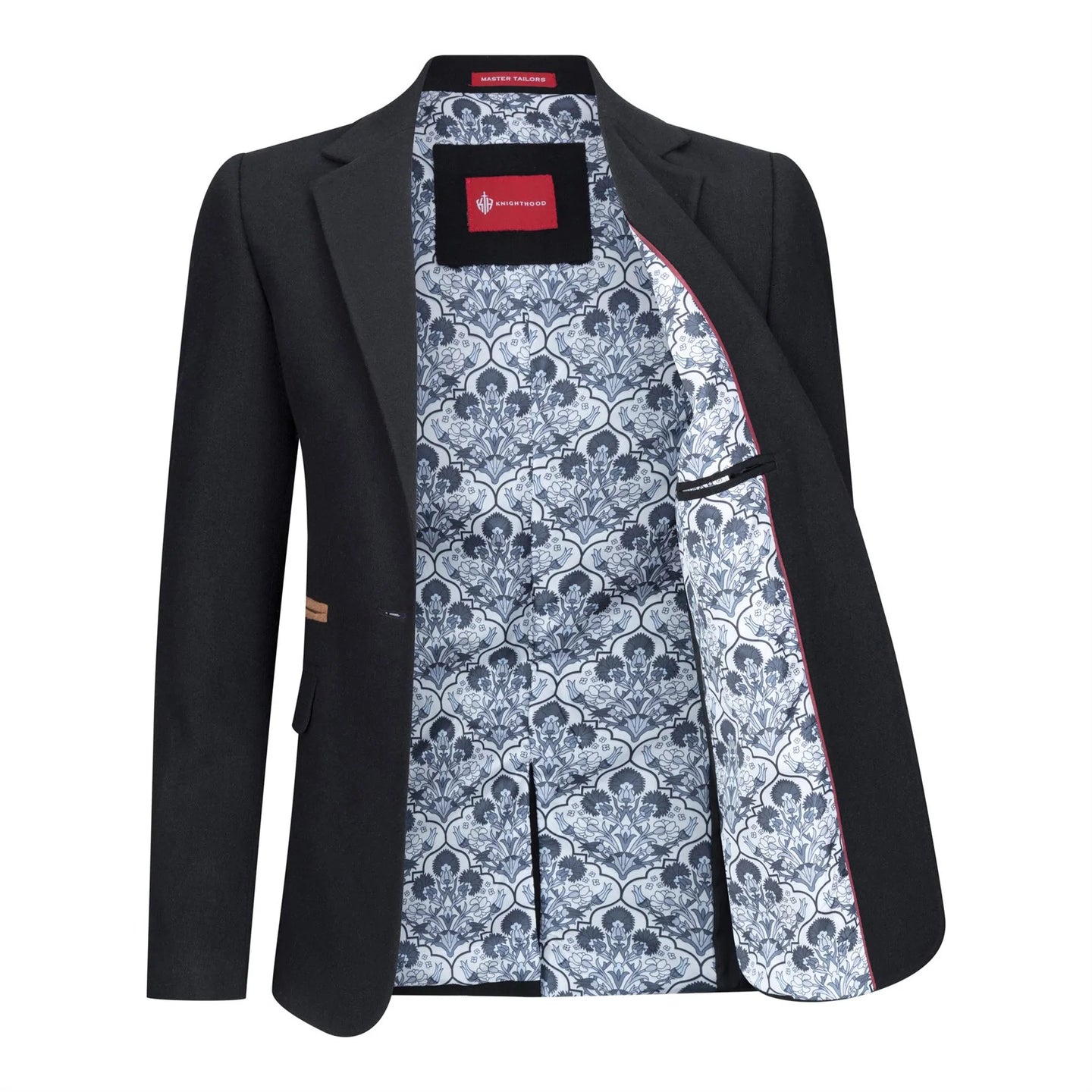 Traje de chaqueta para mujer de lana tweed con coderas, estilo vintage clásico de los años 20, color negro.