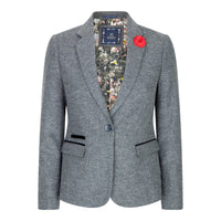 Blazer gris de corte entallado para mujer
