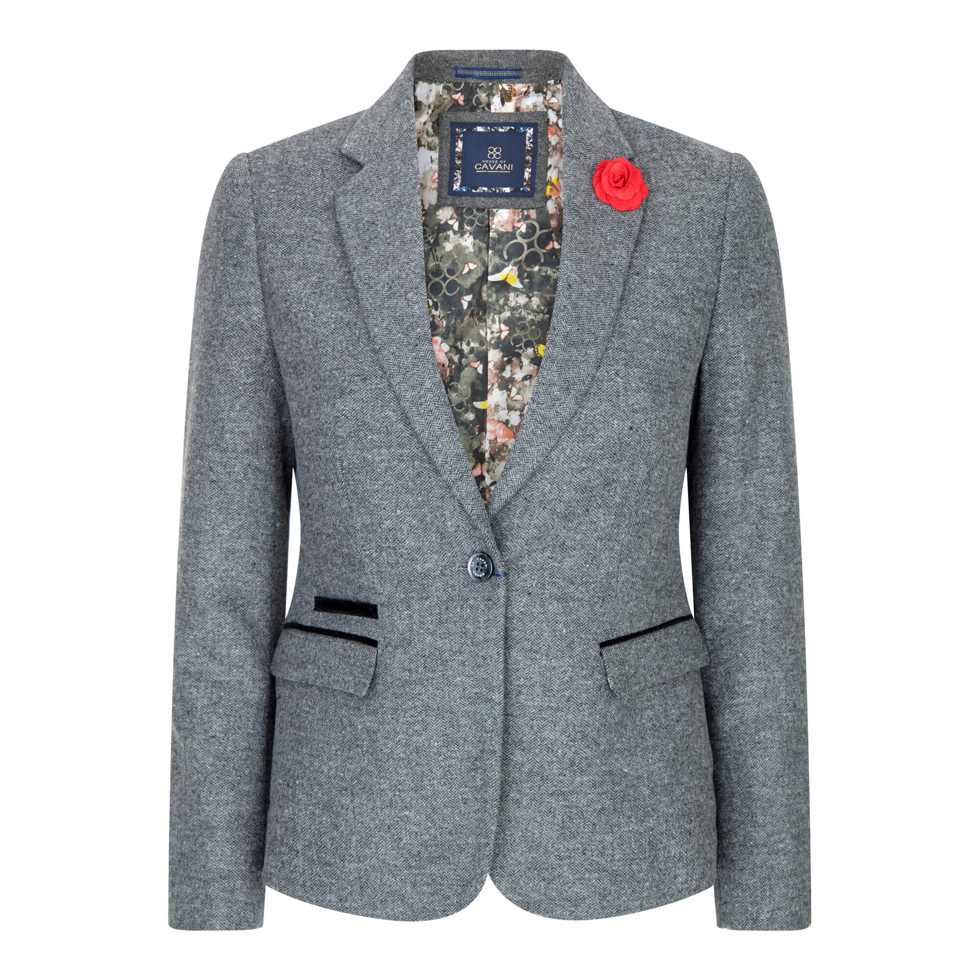 Blazer gris de corte entallado para mujer